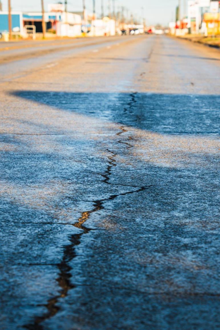 Street cracks on N. Chadbourne