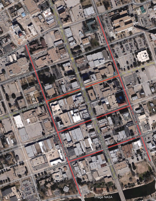 Map of the PressurePave work being done downtown.